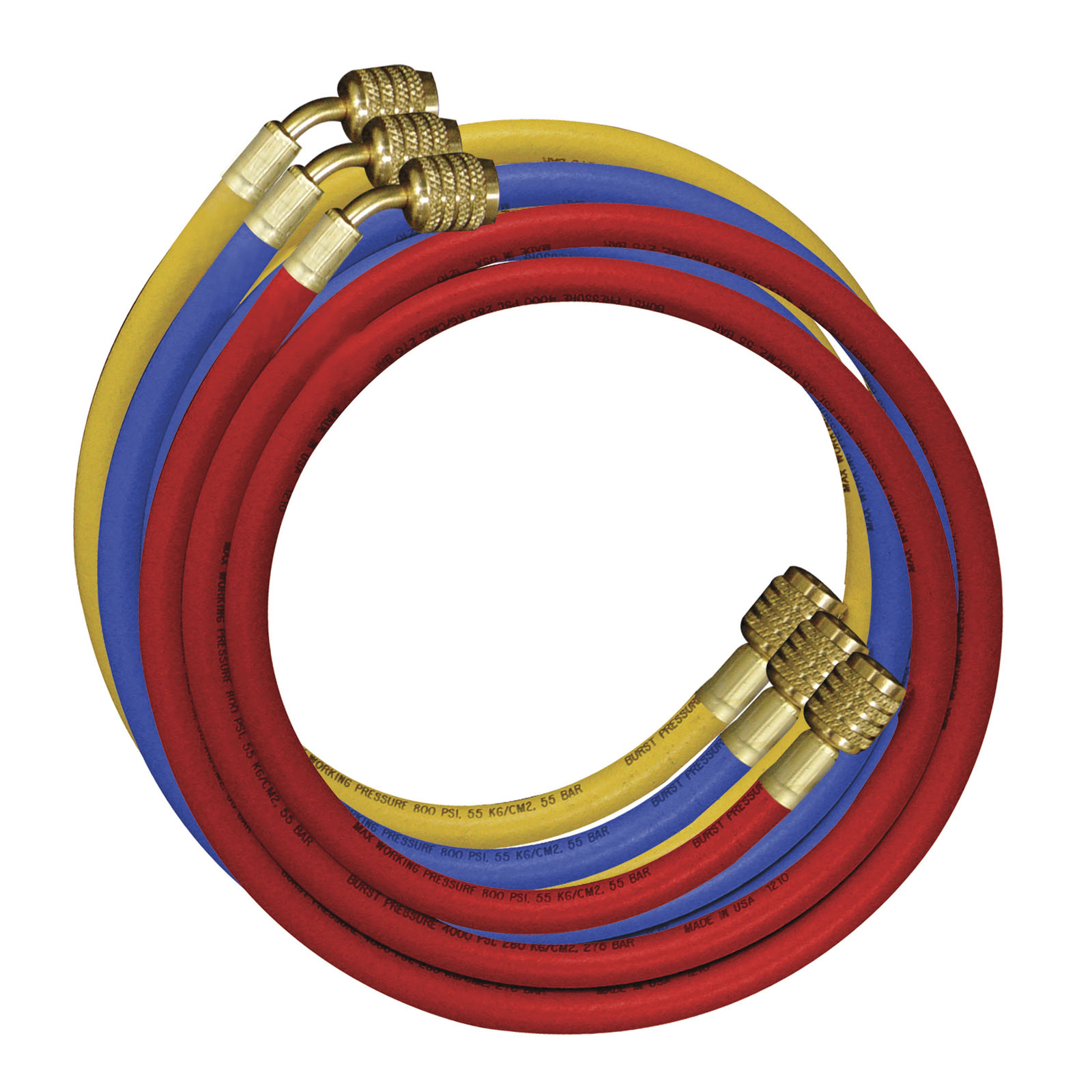 3pcs LIYYOO Air Conditioning Refrigerant Charging Hoses with Diagnostic Manifold Gauge Set and 2 Quick Coupler for R410A R22 R404 Refrigerant Charging,1/4 Thread Hose Set 60 Red/Yellow/Blue 