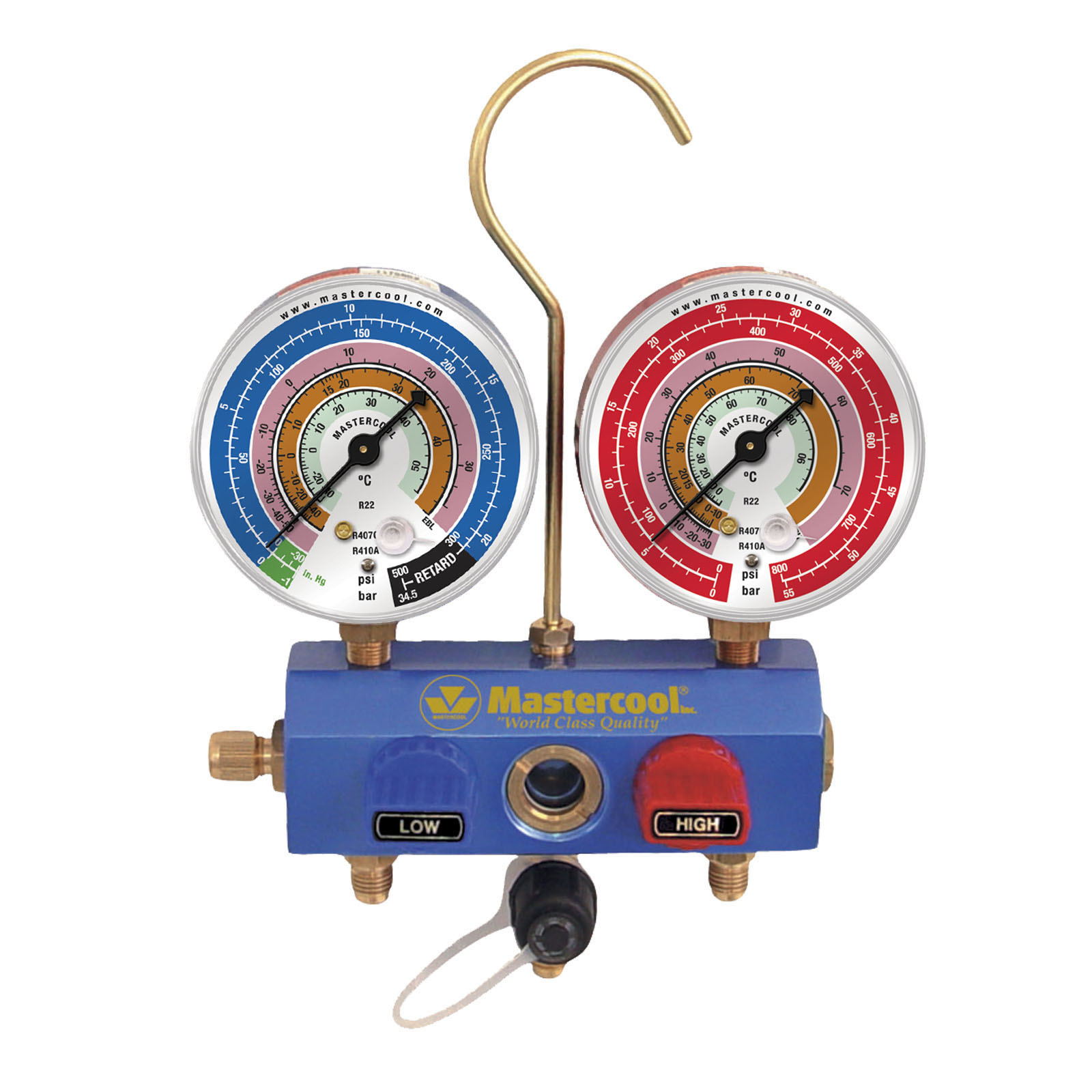 60 R410A Hoses with Ball Valves for R22 R410a R404a R134a refrigerant manifold gauge set 3 Color Hoses in Red Blue Yellow