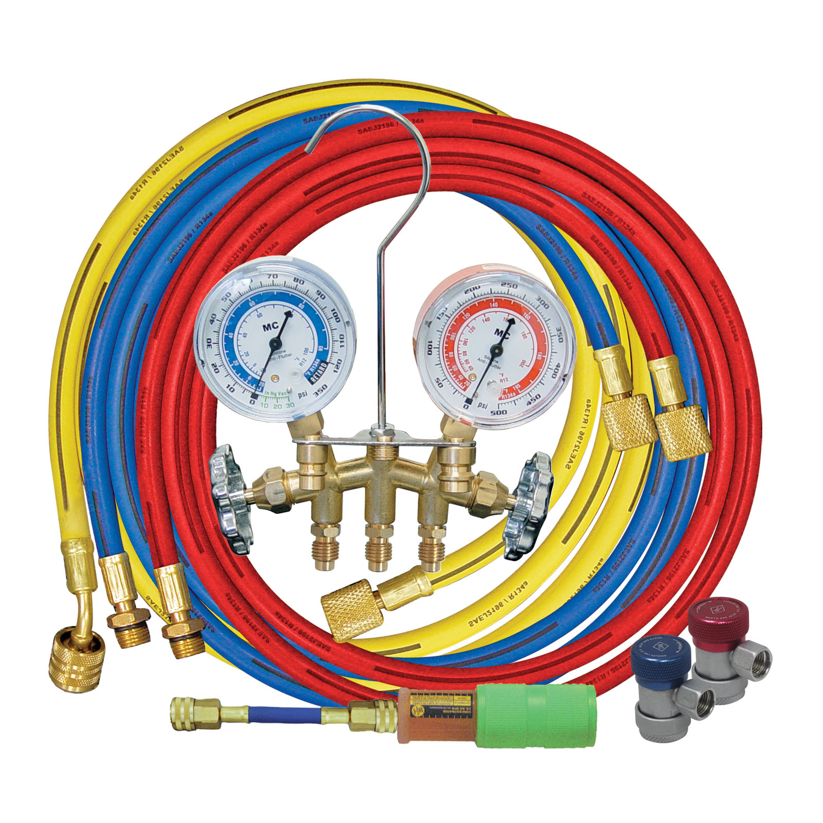 Brass R134A Manifold with UV Dye Kit 84661-UV Mastercool Brass R134A Manifold with UV Dye Kit 84661-UV Mastercool